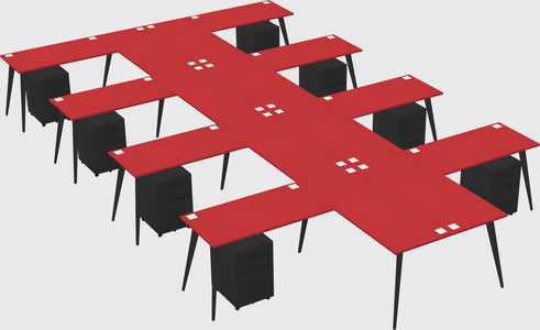 Shared l-shaped office desk system