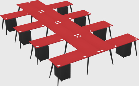 Shared l-shaped office desk system