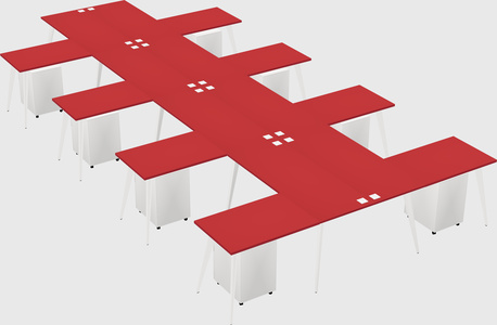 Shared l-shaped office desk system