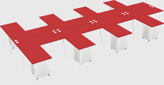 Shared l-shaped office desk system