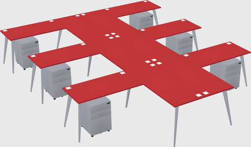 Shared l-shaped office desk system