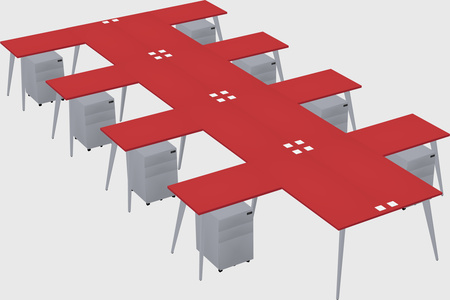 Shared l-shaped office desk system