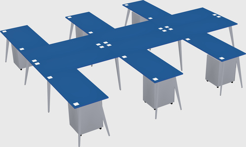 Shared l-shaped office desk system