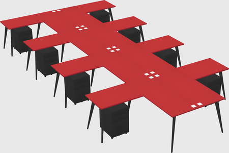 Shared l-shaped office desk system