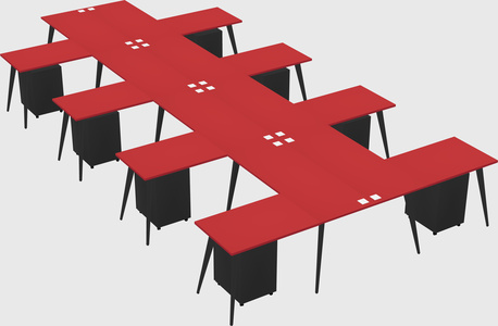 Shared l-shaped office desk system