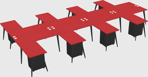 Shared l-shaped office desk system