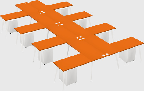 Shared l-shaped office desk system