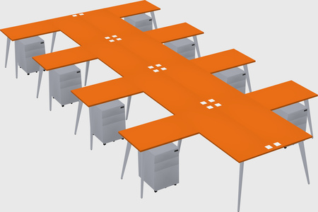 Shared l-shaped office desk system