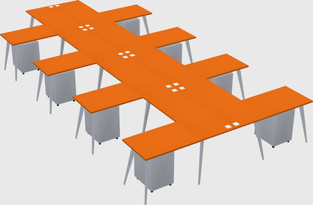 Shared l-shaped office desk system