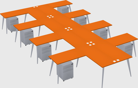 Shared l-shaped office desk system