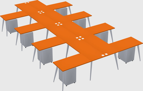 Shared l-shaped office desk system
