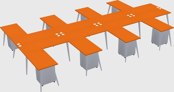 Shared l-shaped office desk system