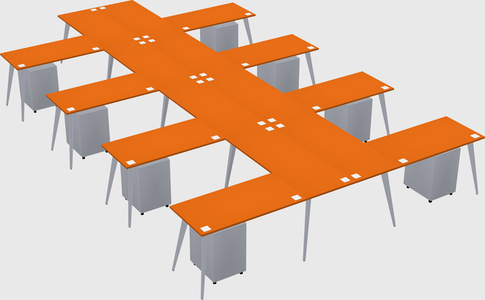 Shared l-shaped office desk system