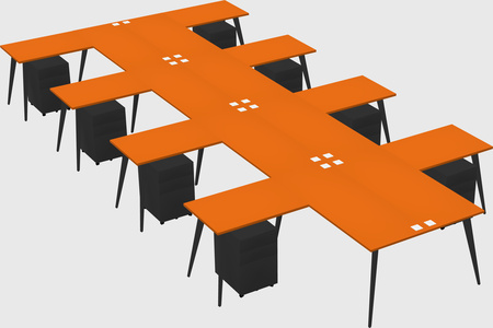 Shared l-shaped office desk system