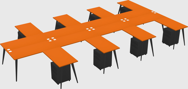 Shared L-shaped Office Desk System