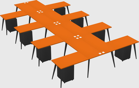 Shared l-shaped office desk system