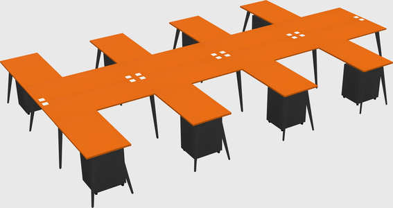 Shared l-shaped office desk system