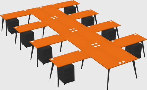 Shared l-shaped office desk system