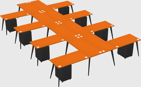 Shared l-shaped office desk system