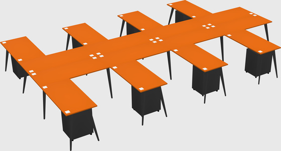 Shared l-shaped office desk system