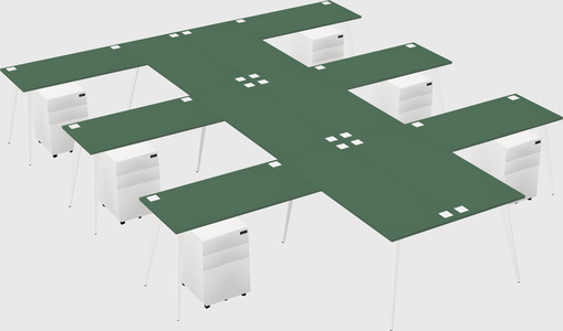 Shared l-shaped office desk system