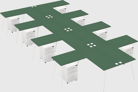 Shared l-shaped office desk system