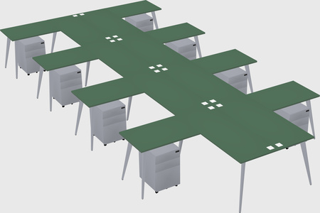 Shared l-shaped office desk system