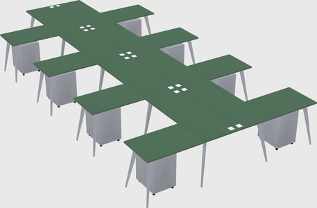 Shared l-shaped office desk system