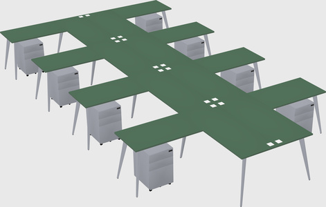 Shared l-shaped office desk system