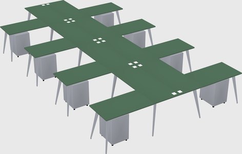 Shared l-shaped office desk system