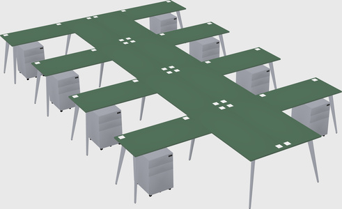 Shared l-shaped office desk system