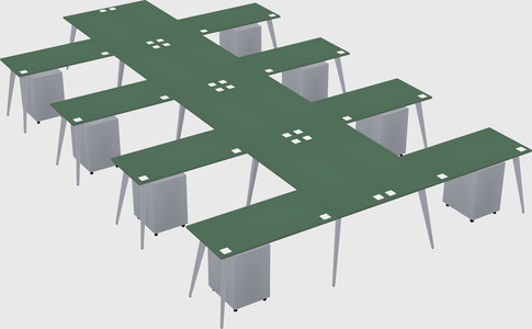 Shared l-shaped office desk system