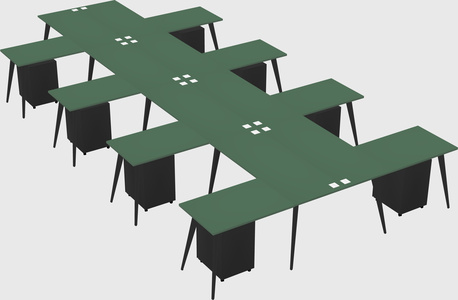 Shared l-shaped office desk system