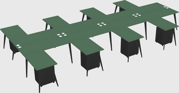Shared l-shaped office desk system