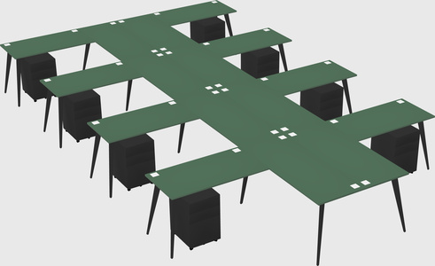 Shared l-shaped office desk system