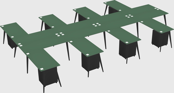 Shared l-shaped office desk system