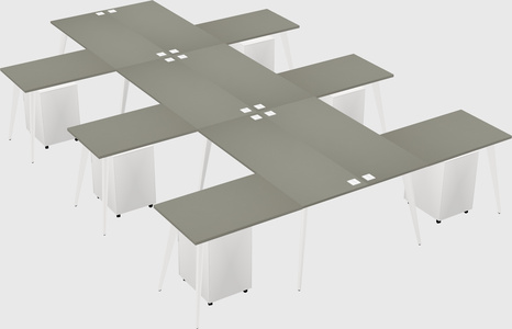 Shared l-shaped office desk system