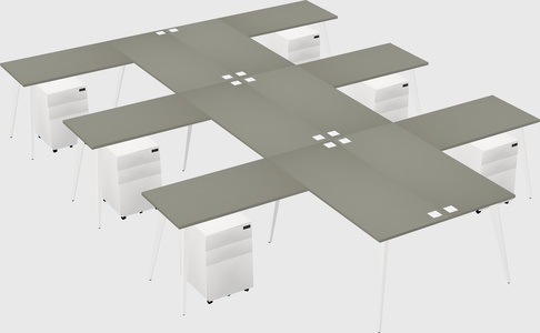 Shared l-shaped office desk system