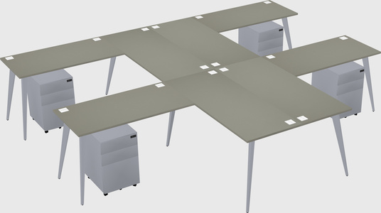Shared l-shaped office desk system