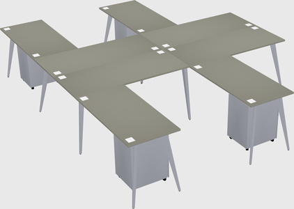 Shared l-shaped office desk system