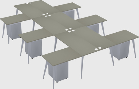 Shared l-shaped office desk system