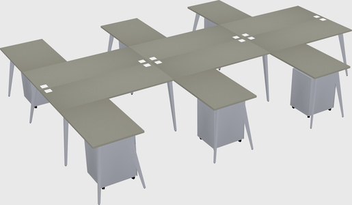 Shared l-shaped office desk system
