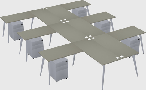 Shared l-shaped office desk system