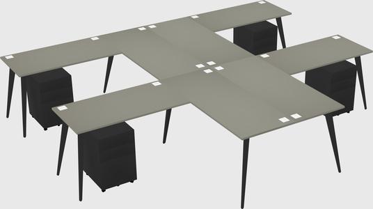 Shared l-shaped office desk system