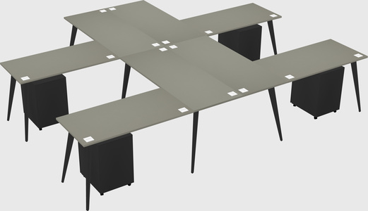 Shared l-shaped office desk system