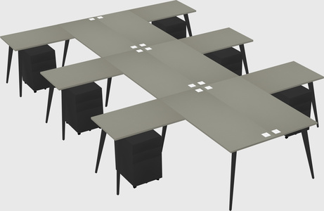 Shared l-shaped office desk system
