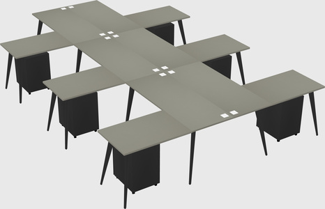 Shared l-shaped office desk system