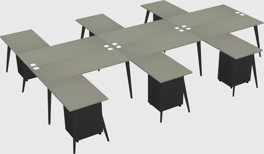 Shared l-shaped office desk system