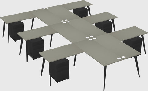 Shared l-shaped office desk system