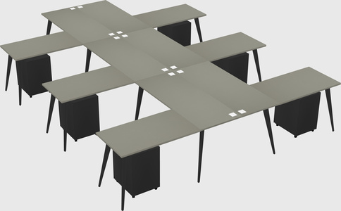Shared l-shaped office desk system